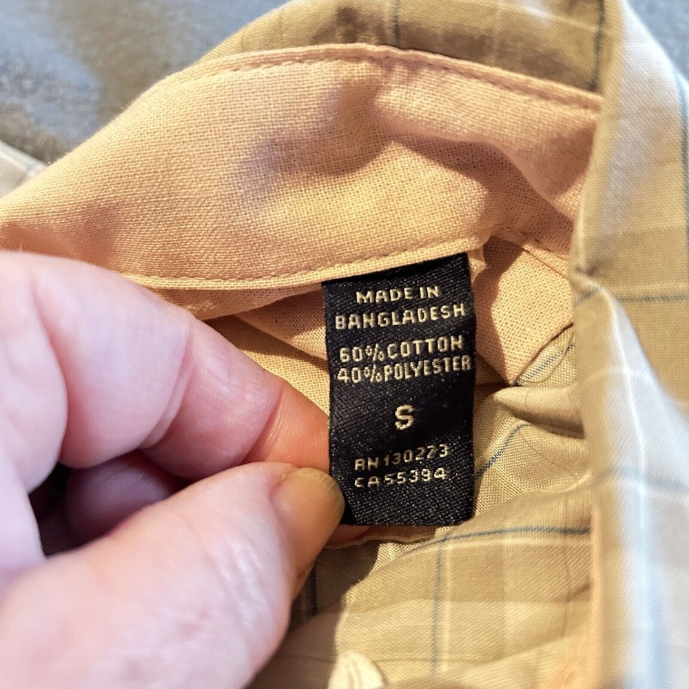 Wrangler Shirt Wrinkle Resistant Relax Fit‎ Shirt Tan Plaid NWT Small - Picture 6 of 7